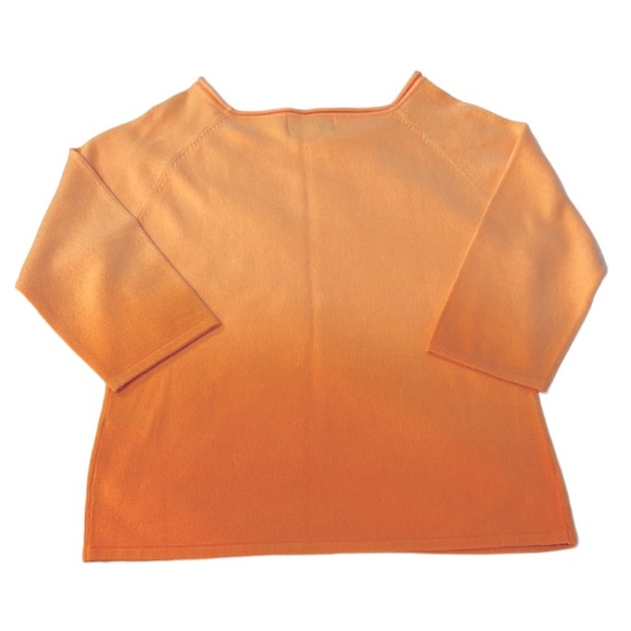 Casual Corner Annex Ombré Peachy Orange to Orange Boatneck 3/4 Sleeve Sweater L - Picture 3 of 6